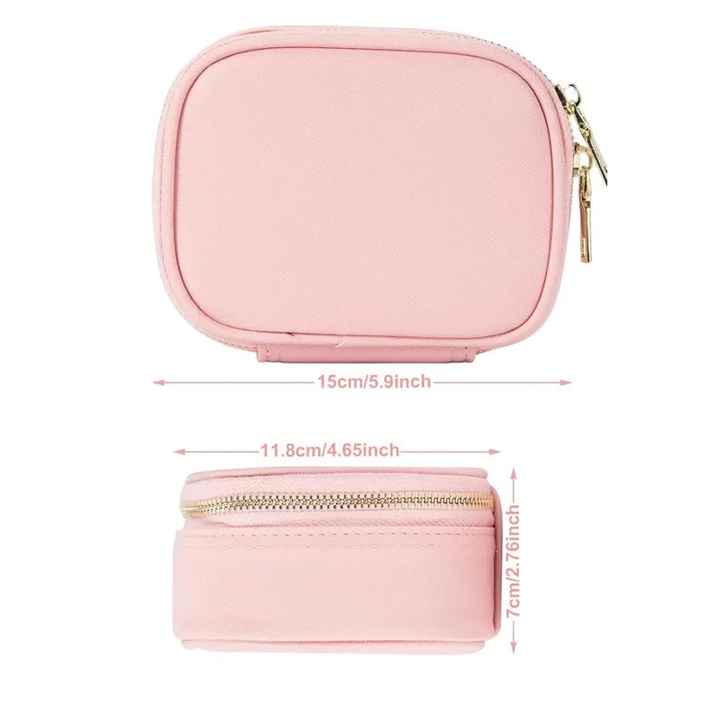 Dopamine Color PU Waterproof Makeup Bag with LED Touch Light & Detachable Mirror