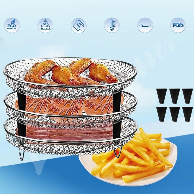 Air Fryer Stack Rack 3-Layer Stackable Air Fryer Rack – nuvayo