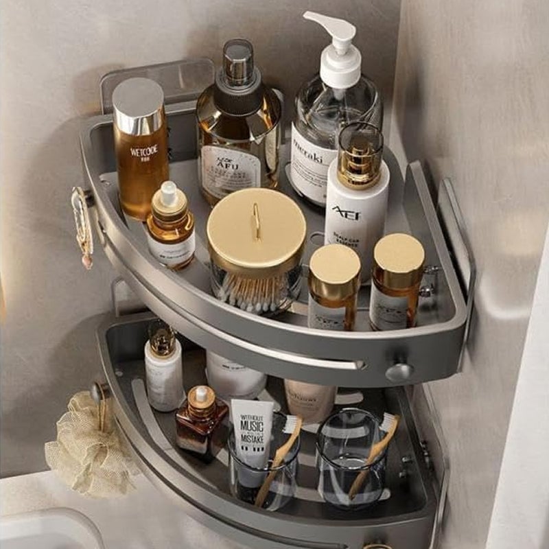 No-Drill Bathroom Corner Shelf