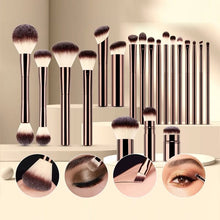 Load image into Gallery viewer, 20-piece coffee-coloured makeup brush set