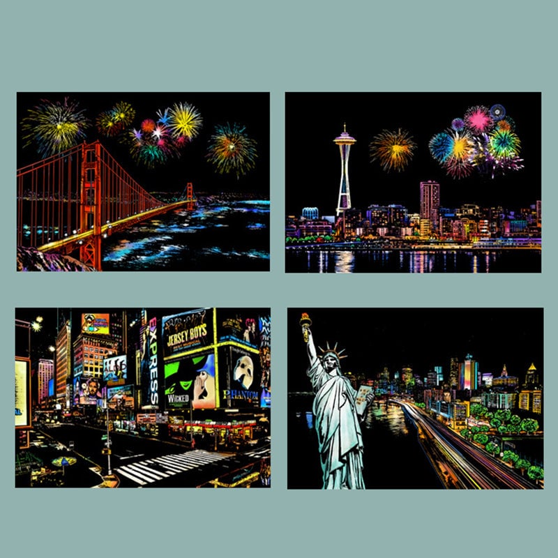 Scratch Art Book For Adults -Colorful City Series