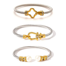 Load image into Gallery viewer, Two Tone Knot Twisted Bangle