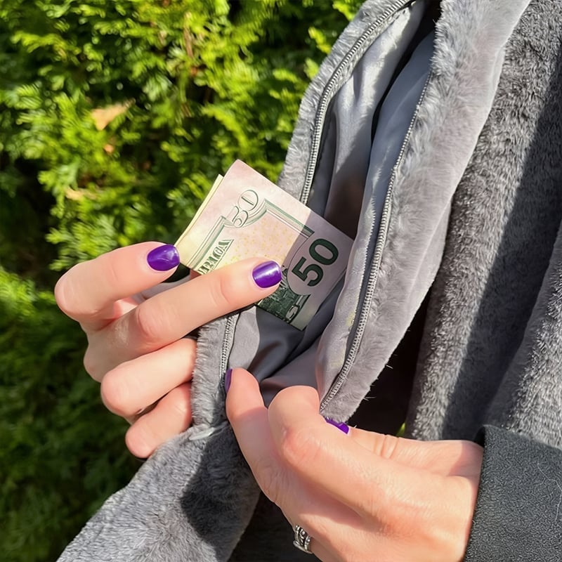 Hidden Zipper Pocket Scarf