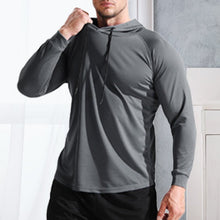 Load image into Gallery viewer, Men's Solid Long Sleeve Drawstring Hoodie Tee