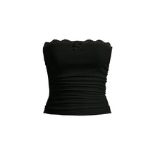 Load image into Gallery viewer, Women's Contrast Lace Bow Decor Crop Tube Top