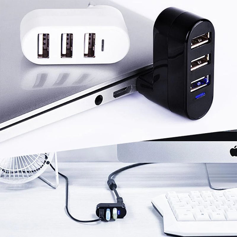 Multifunctional Mini Rotatable 3-port USB Port
