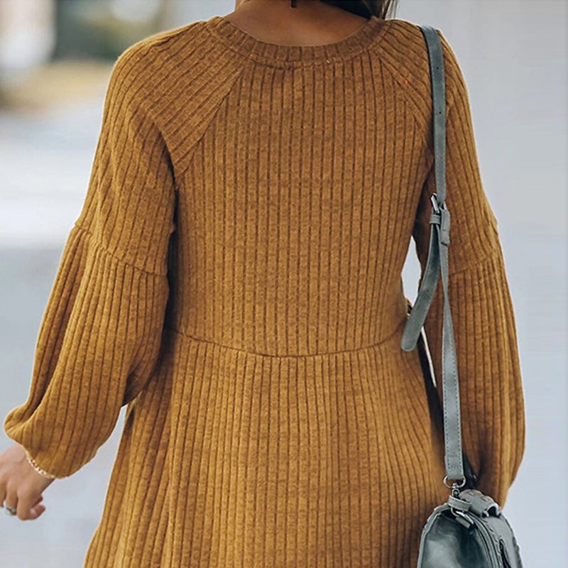 New autumn and winter knitted long-sleeved dress