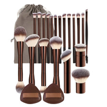 Load image into Gallery viewer, 20-piece coffee-coloured makeup brush set
