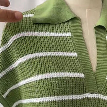 Load image into Gallery viewer, Striped Collared Short Sleeve Dress