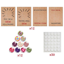 Load image into Gallery viewer, Valentines Cards with Heart-Shape Crystals