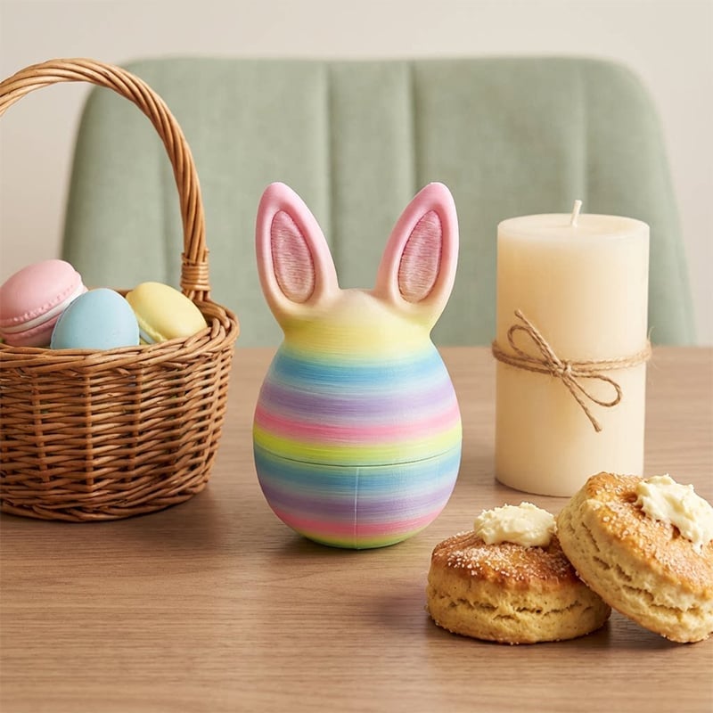 3D Printed Rainbow Bunny Easter Egg Set