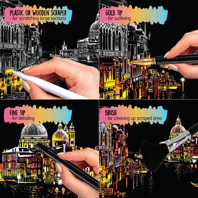 Scratch Art Book For Adults -Colorful City Series