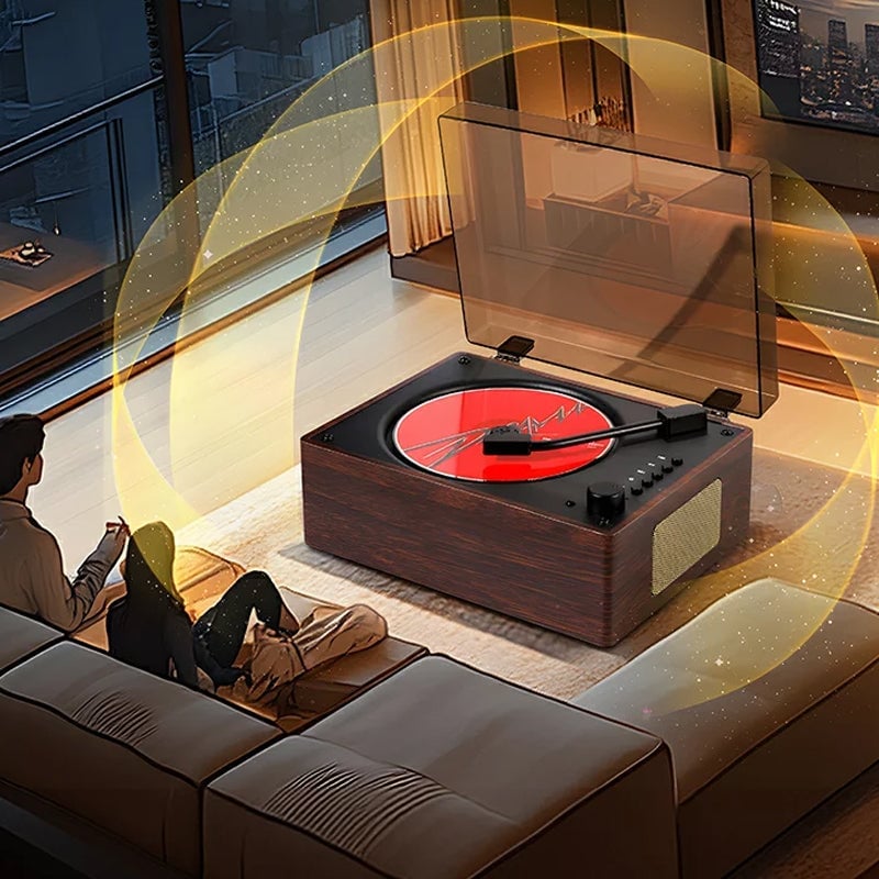 Time Retro CD Player Album Player Bluetooth Record Speaker
