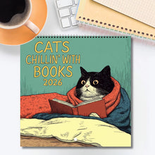 Load image into Gallery viewer, Cats Chillin' with Books 2026 Wall Calendar