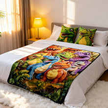Load image into Gallery viewer, Flannel Dinosaur Nap Blanket