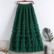 Load image into Gallery viewer, Tiered Elastic Waist Tulle Maxi Skirt