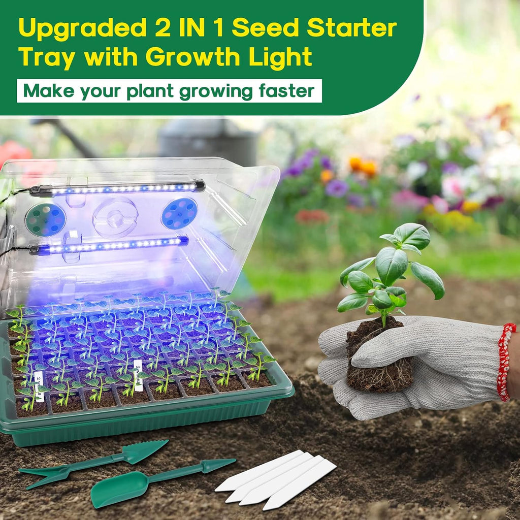 Seed Starter Tray with Grow Light,2 Pack 80 Cells