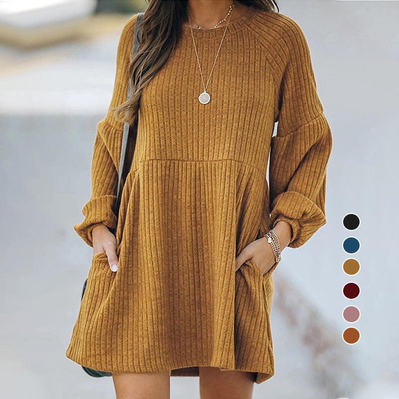 New autumn and winter knitted long-sleeved dress