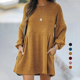 New autumn and winter knitted long-sleeved dress