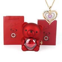 Load image into Gallery viewer, Heart-Shaped Pendant Necklace with Bear &amp; Rose Gift Box