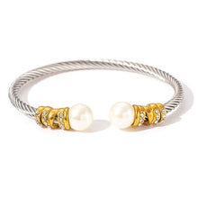 Load image into Gallery viewer, Two Tone Knot Twisted Bangle