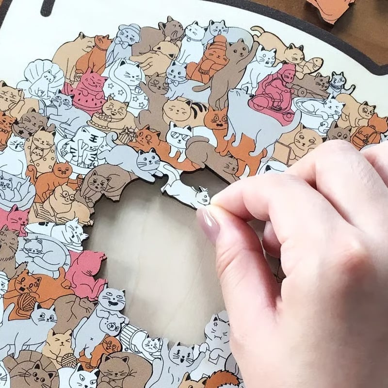135-Teiliges Katzenförmiges Holzpuzzle