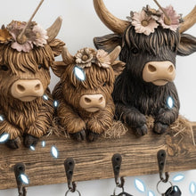 Load image into Gallery viewer, Highland Cow Wooden Key Holder Decor