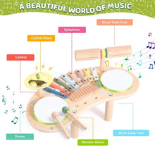 Load image into Gallery viewer, 7 In 1 Wooden Kids Drum Set