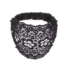 Load image into Gallery viewer, Plum Blossom Hollow Beaded Wide Headband