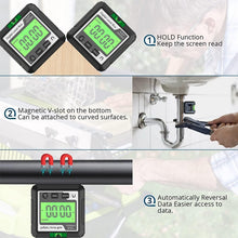 Load image into Gallery viewer, 0-360°(4 * 90°) Digital Angle Finder Level Magnetic Electronic Gauge Inclinometer Protractor Tool