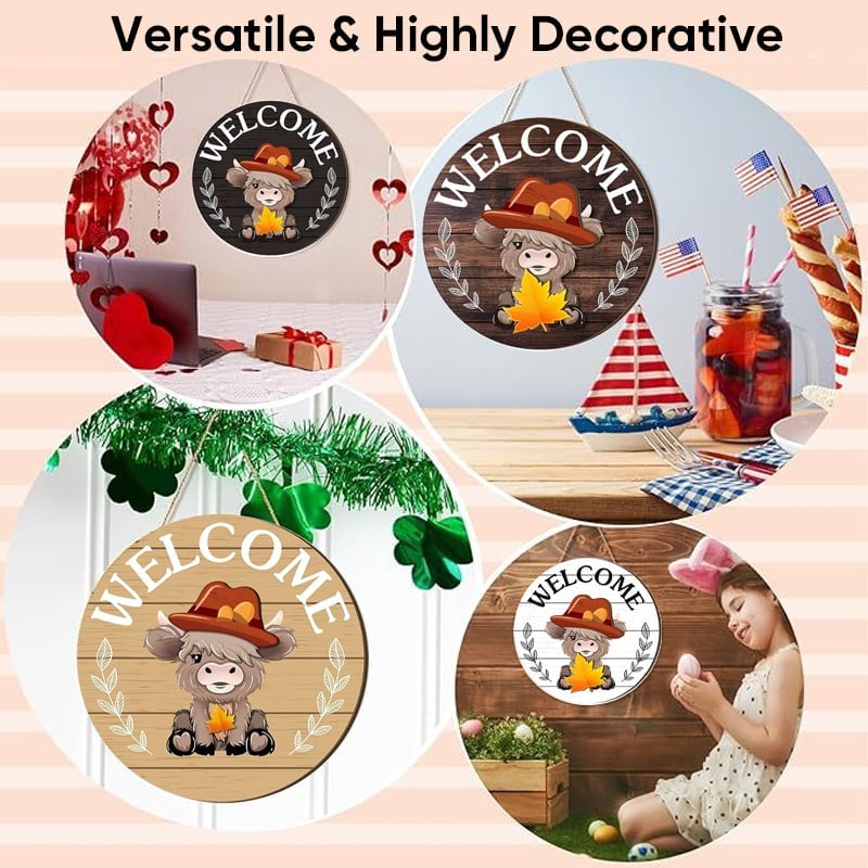 DIY Wooden Christmas Highland Bull Welcome Sign