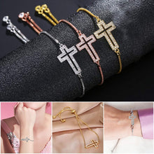 Load image into Gallery viewer, Rhinestone Cross Charm Bracelet