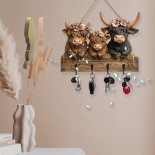 Load image into Gallery viewer, Highland Cow Wooden Key Holder Decor