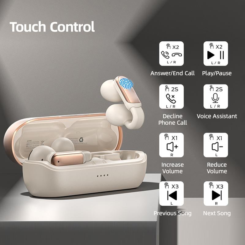 Clip-On Open-Ear Bluetooth Earbuds