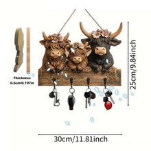Load image into Gallery viewer, Highland Cow Wooden Key Holder Decor