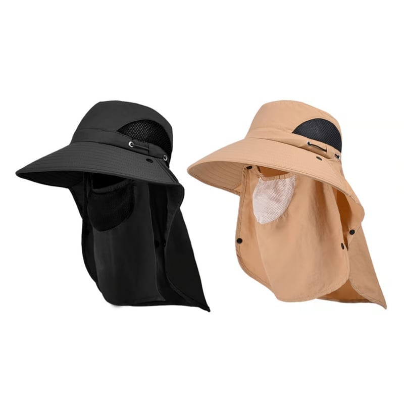 Men's Wide Brim Sun Hat with Removable Face Mask
