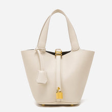 Load image into Gallery viewer, Trendy Plain Color Leather Handbag with Lock Design