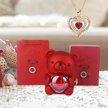 Load image into Gallery viewer, Heart-Shaped Pendant Necklace with Bear &amp; Rose Gift Box