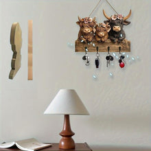 Load image into Gallery viewer, Highland Cow Wooden Key Holder Decor