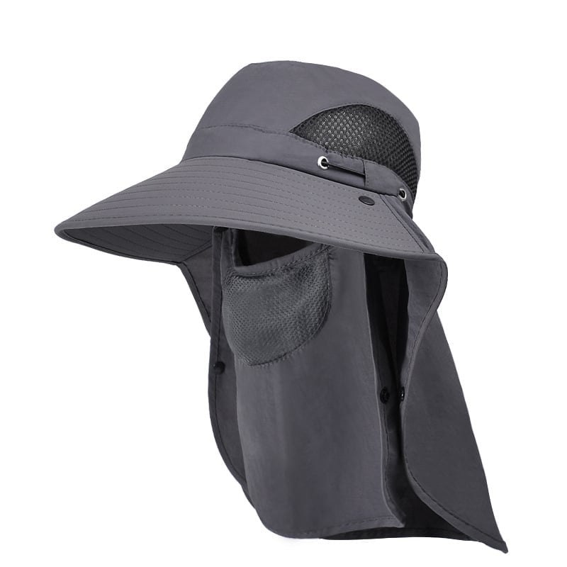 Men's Wide Brim Sun Hat with Removable Face Mask