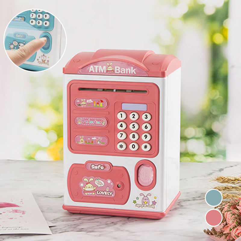 Fingerprint sensor automatic money rolling ATM piggy bank