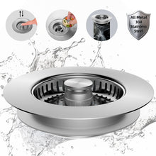 Load image into Gallery viewer, 3 in 1 Kitchen Sink Drain Strainer